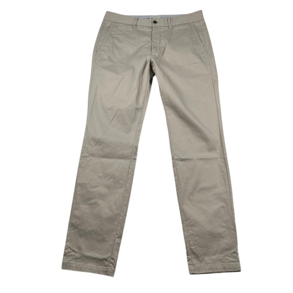 Perk Slim Fit Stretch Chino Pants Mens 33x32 Tan Khaki Flat Front Cotton Blend